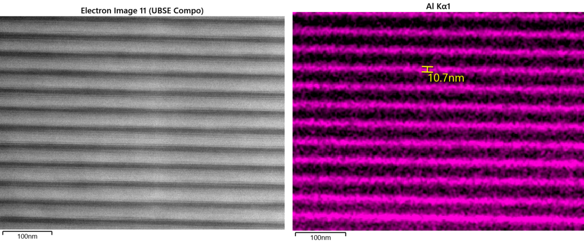 BEX image of semiconductor sample in high resolution under 10 nm