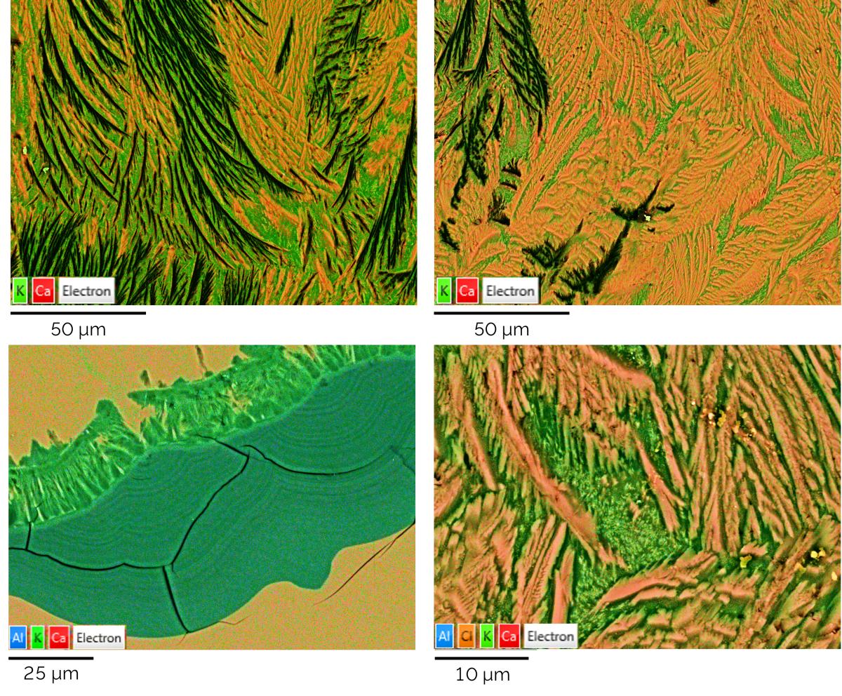 Figure 4- BEX images displaying the microstructure of phase separated glass