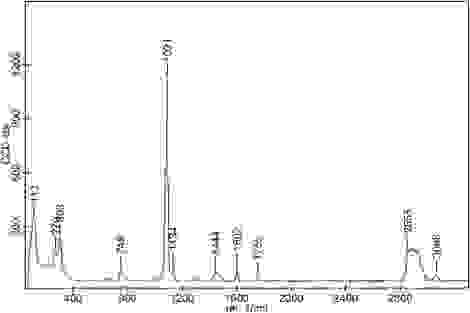 Raman spectrum of the manufacturing powder obtained using the WITec alpha300r