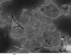 Electron image of solid state electrolyte before analysis in the SEM.